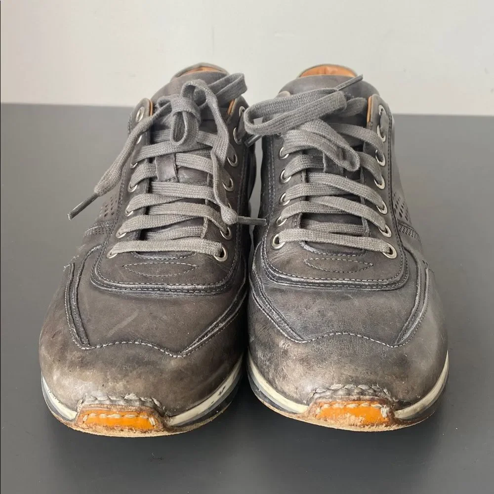 Magnanni Cristian Sneakers Distressed Gray Color Leather Lace-Up 9.5 Sleek
